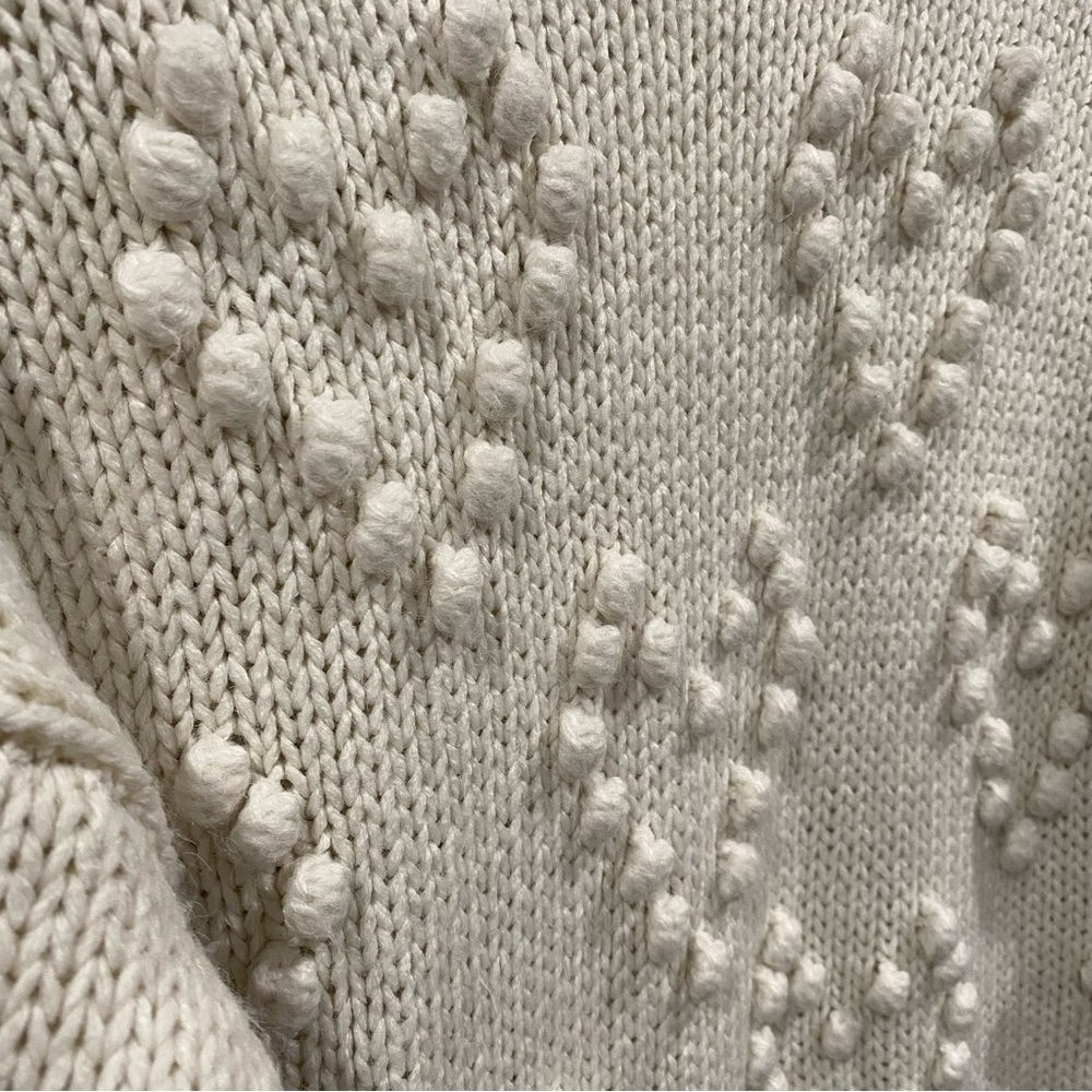 Aqua Bauble Pom Pom Heart Knit Turtleneck Sweater Cream XS - Picture 5 of 7